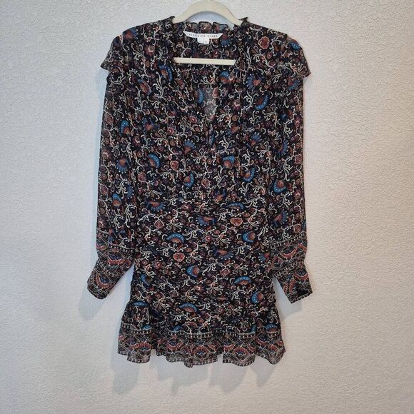 Veronica Beard Jaylene Paisley-Print Ruffle Silk Dress Size 4 - Picture 2 of 9